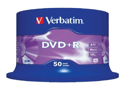 Media DVD+R Verbatim 4.7GB 120min 16x 50pcs Spindle